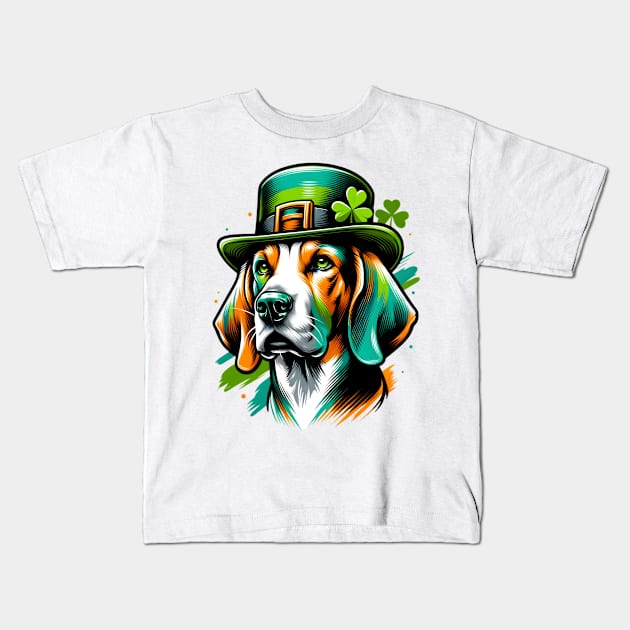 Treeing Walker Coonhound Celebrates St Patrick's Day Kids T-Shirt by ArtRUs